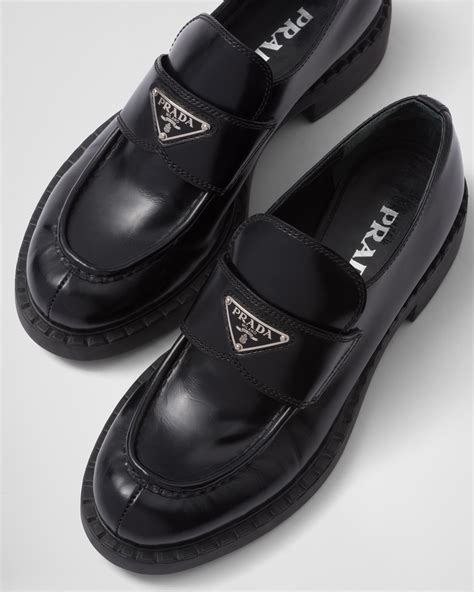 prada loafers chunky|Prada brushed leather loafers women's.